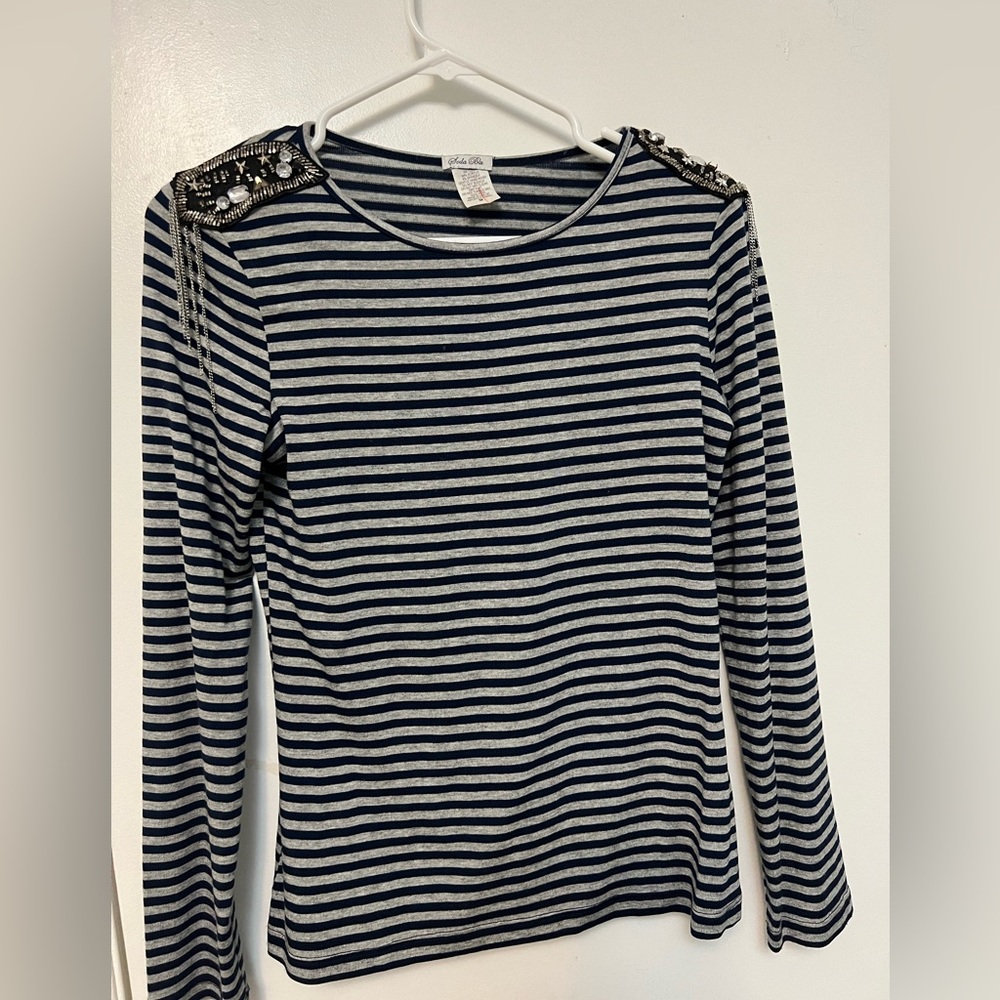 Striped tassel long sleeve